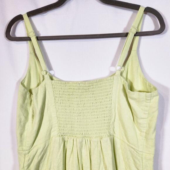 Old Navy Large $35 Chartreuse Lime Linen Cami Mini Dress Summer Bright - Picture 5 of 10